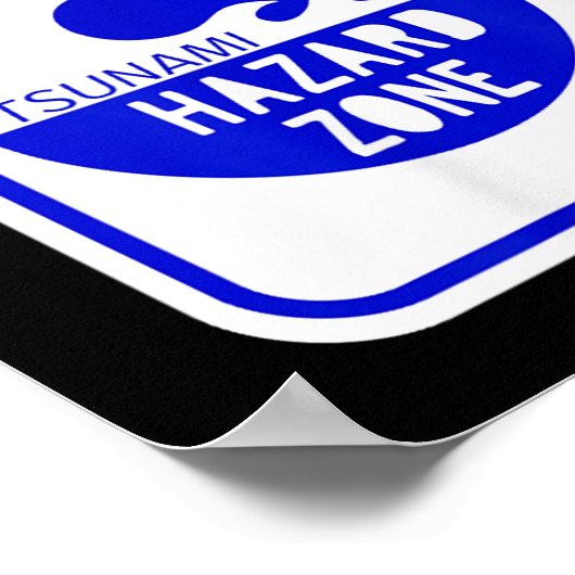 Tsunami Hazard Zone Road Sign Funny Beach and Shor Poster (Hoek)