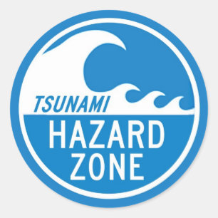 TSUNAMI HAZARD ZONE RONDE STICKER