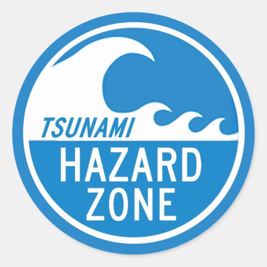 TSUNAMI HAZARD ZONE RONDE STICKER (Voorkant)