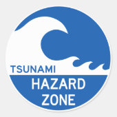 Tsunami Zone Ronde Sticker (Voorkant)