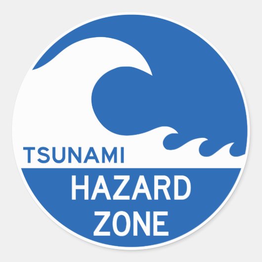 Tsunami Zone Ronde Sticker (Voorkant)