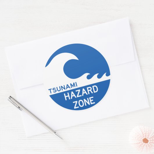 Tsunami Zone Ronde Sticker (Envelop)
