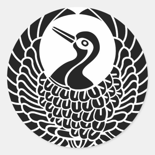 Tsuru-mon Ronde Sticker (Voorkant)