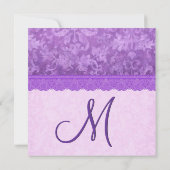 TT100 Paars met Lace Damask Wedding Kaart (Achterkant)