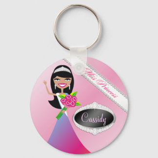 TT-Beauty Pageant Miss Princess | Black Brunette Sleutelhanger