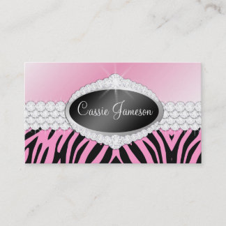 TT-Diamond Bliss Emblem Zebra Roze fotokaart Visitekaartje