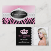 TT-Diamond Bliss Emblem Zebra Roze fotokaart Visitekaartje (Voorkant / Achterkant)