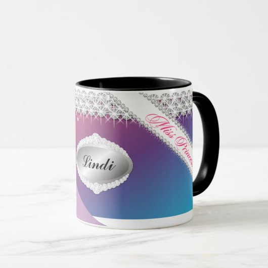 TT-Diamond Bliss Personalized Brunette Mok | Purpl (Voorkant rechts)