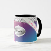 TT-Diamond Bliss Personalized Brunette Mok | Roze (Voorkant rechts)