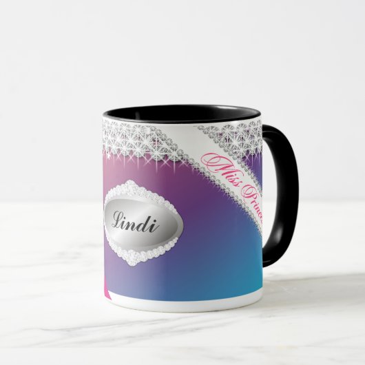 TT-Diamond Bliss Personalized Brunette Mok | Roze (Voorkant rechts)