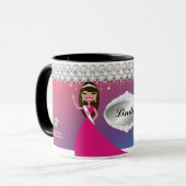 TT-Diamond Bliss Personalized Brunette Mok | Roze (Voorkant links)