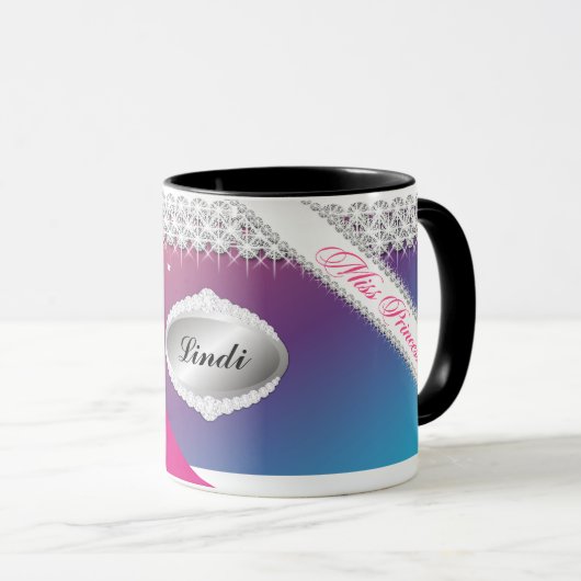 TT-Diamond Bliss Personalized Brunette Mok | Roze (Voorkant rechts)