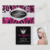 TT-Diamond Bliss Pink Zebra Leopard-fotokaart Visitekaartje (Voorkant / Achterkant)