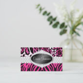 TT-Diamond Bliss Pink Zebra Leopard-fotokaart Visitekaartje (Staand voorkant)