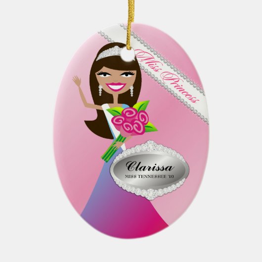 TT-Miss Princess Brunette Custom Photo Ornament (Voorkant)