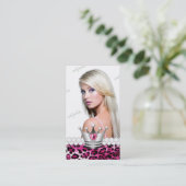 TT-Perfect Princess Hot Pink Leopard Diamonds Visitekaartje (Staand voorkant)