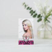 TT-Perfect Princess Pink Zebra Diamonds Visitekaartje (Staand voorkant)