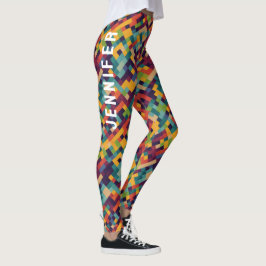 Ttendy Cool Kleurrijke Geometrische Abstracte Patr Leggings