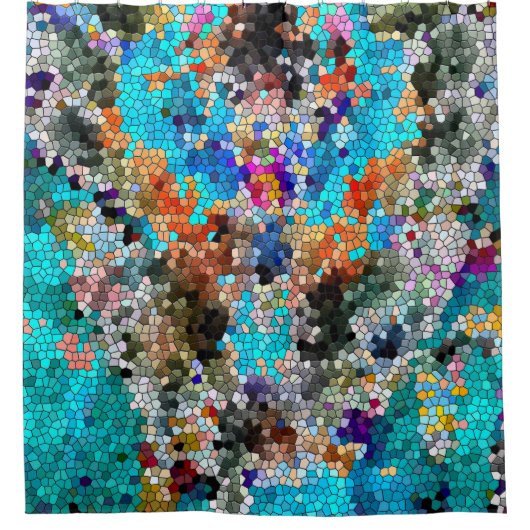 TTEQOTGCubismINV SGDRKDP BLUE Douchegordijn (Voorkant)