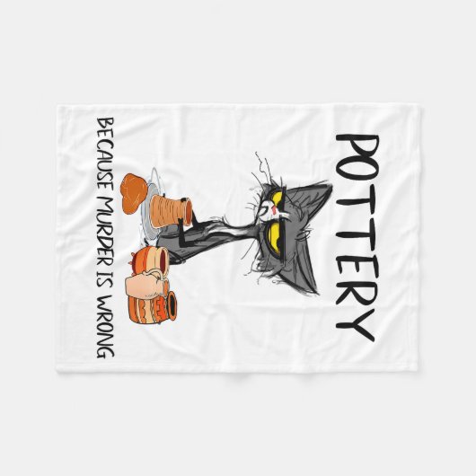 Ttery Because Murder Is Wrong Funny Cat Funny Tter Fleece Deken (Voorkant (Horizontaal))