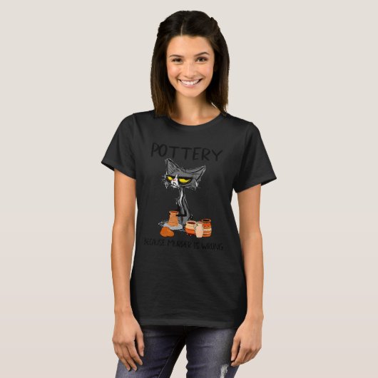 Ttery Because Murder Is Wrong Funny Cat Funny Tter T-shirt (Voorkant volledig)