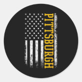 Ttsburgh Usa Flag Patriotic American From Ttsburgh Ronde Sticker (Voorkant)