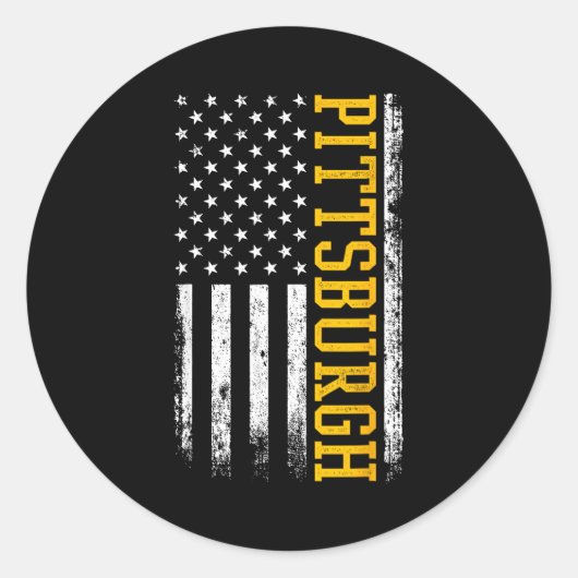 Ttsburgh Usa Flag Patriotic American From Ttsburgh Ronde Sticker (Voorkant)