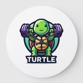 Tturtle hurkt grappig grote klok