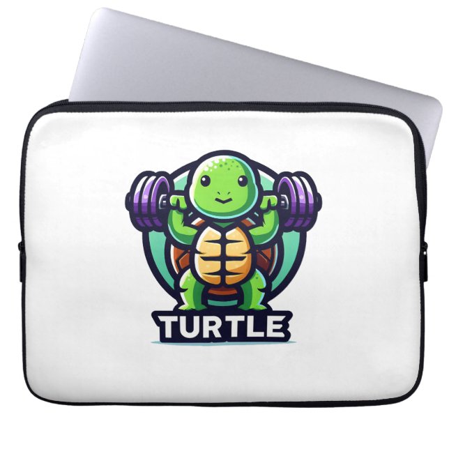 Tturtle hurkt grappig laptop sleeve (Voorkant)