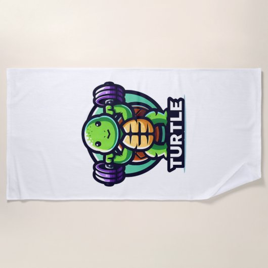 Tturtle hurkt grappig strandlaken (Voorkant)