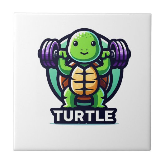Tturtle hurkt grappig tegeltje (Voorkant)