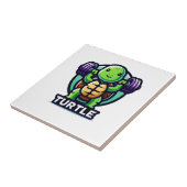 Tturtle hurkt grappig tegeltje (Zijkant)
