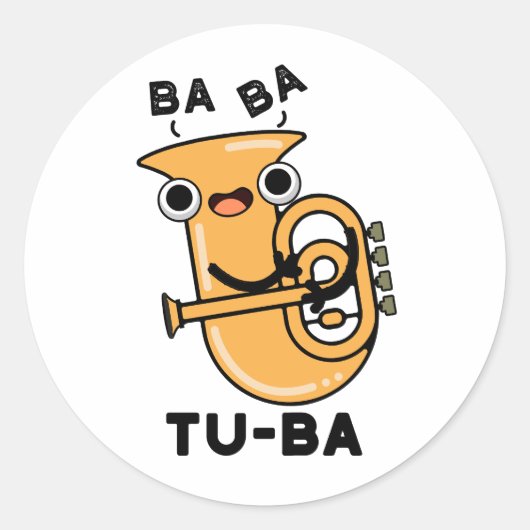 Tu-ba Grappige Tuba Puns Ronde Sticker (Voorkant)