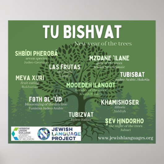 Tu Bishvat - Nieuwjaar van de bomen - in 10 Joods Poster (Voorkant)