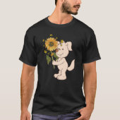 Tu Cute Dog Holding Sunflower Animal Costuum T-shirt (Voorkant)