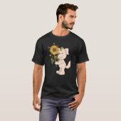 Tu Cute Dog Holding Sunflower Animal Costuum T-shirt (Voorkant volledig)