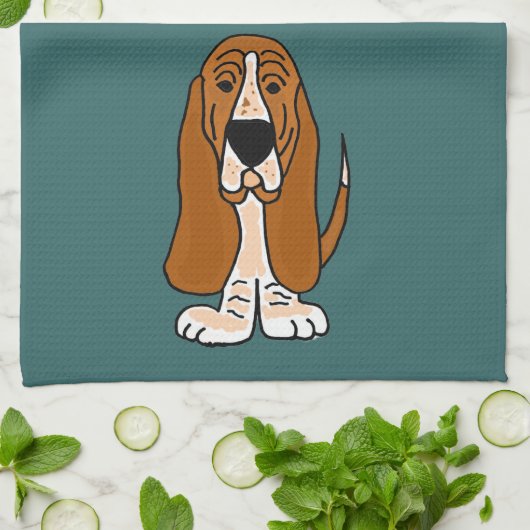 TU - Funny Basset Hound Originele Kunst Theedoek (Gevouwen)