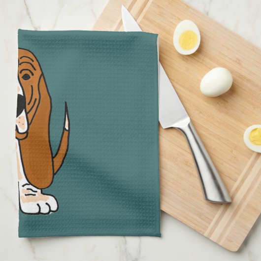 TU - Funny Basset Hound Originele Kunst Theedoek (Quarter Fold)