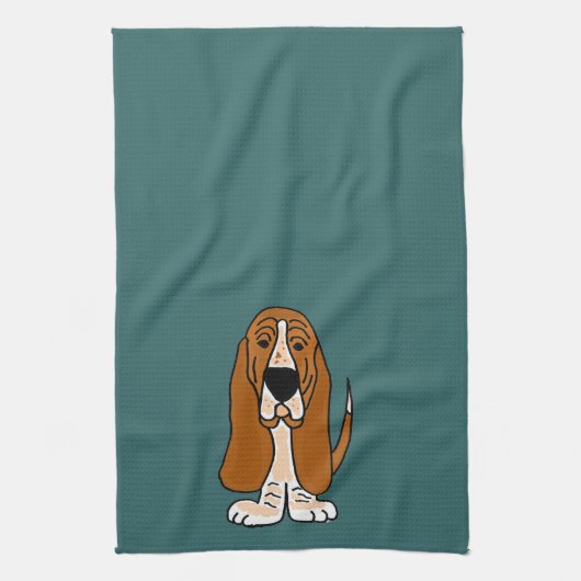 TU - Funny Basset Hound Originele Kunst Theedoek (Verticaal)
