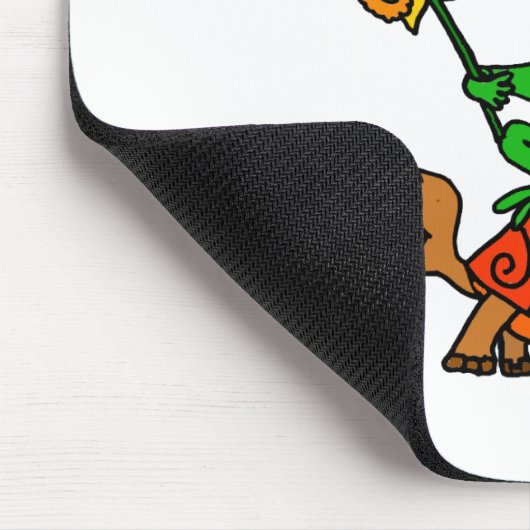 TU- Funny Frog Riding Turtle Cartoon Muismat (Hoek)