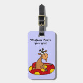 TU- Grappig wat er ook op drijft uw geit Cartoon Bagagelabel (Voorkant verticaal)