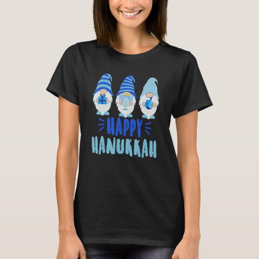 Tu Happy Hanukkah 2022 Gnome Menorah Dreidel Costu T-shirt (Voorkant)