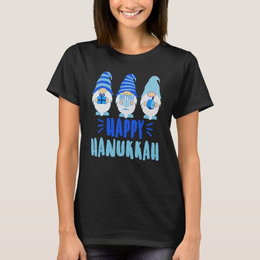 Tu Happy Hanukkah 2022 Gnome Menorah Dreidel Costu T-shirt (Voorkant)