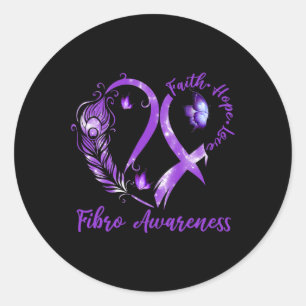 Tu hartvlinder Paarse lint fibro bewustzijn Ronde Sticker