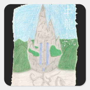 Tu Long Academy (met naam chinees) Vierkante Sticker