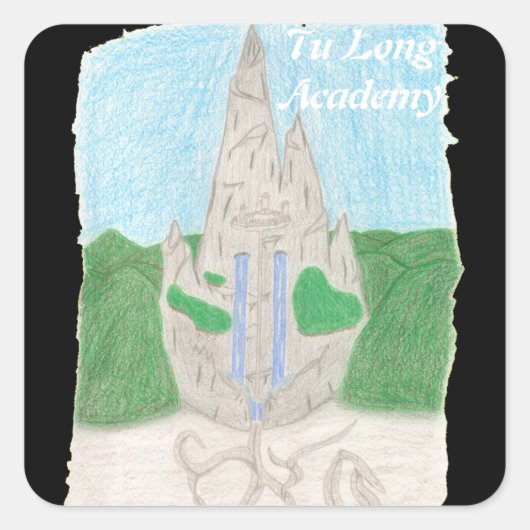 Tu Long Academy (met naam engels) Vierkante Sticker (Voorkant)