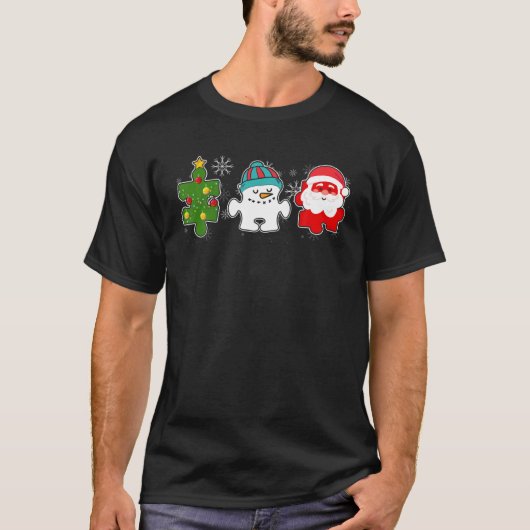Tu Puzzle Autism Awareness Santa Claus Kerstmis T T-shirt (Voorkant)