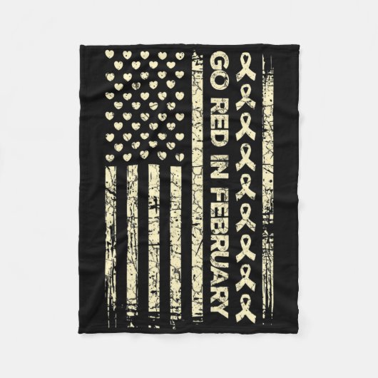 Tu Red Ribbon Heart Disease Awareness - Amerika Fleece Deken (Voorkant)