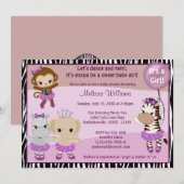 Tu Tu Cute Baby shower nodigt MONKEY GIRL TTC2 uit Kaart (Voorkant / Achterkant)