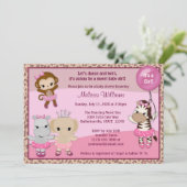 Tu Tu Cute Baby shower nodigt MONKEY GIRL TTC uit Kaart (Staand voorkant)
